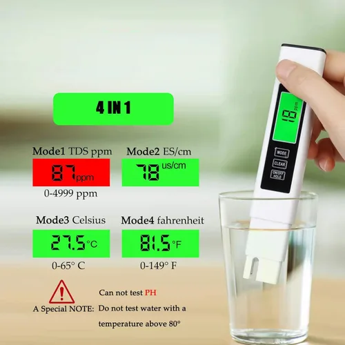 Miniatura 4 de 4 en 1 medidor Tds Medidor digital de agua, medidor preciso y confiable TDS EC y temperatura (°C, °F), probador de calidad de agua 0-9990ppm