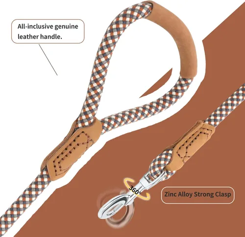 Miniatura 3 de Mile High Life Correa de cuero para perro de alta calidad Correa de cuerda fuerte Mango de cuero Cierre fuerte de aleación de zinc Perros