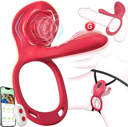 Miniatura 14 de ZOOPLOU BDSM - Vibrador portátil con control remoto para parejas, mujeres, adultos, juguetes sexuales para hombres, manos libres, vibrador de Rojo