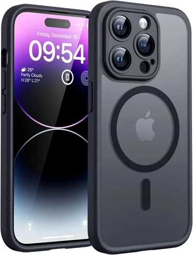 TOCOL Funda para iPhone 14 Pro, protección completa mejorada de la cámara, compatible con Magsafe, protección contra caídas, funda magnética Negro