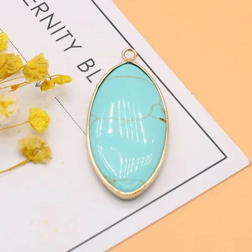 Miniatura 2 de LE SKY 6 colgantes de piedra natural con forma de marquesa, piedra de ágata de cristal curativo para hacer joyas, collares, aretes