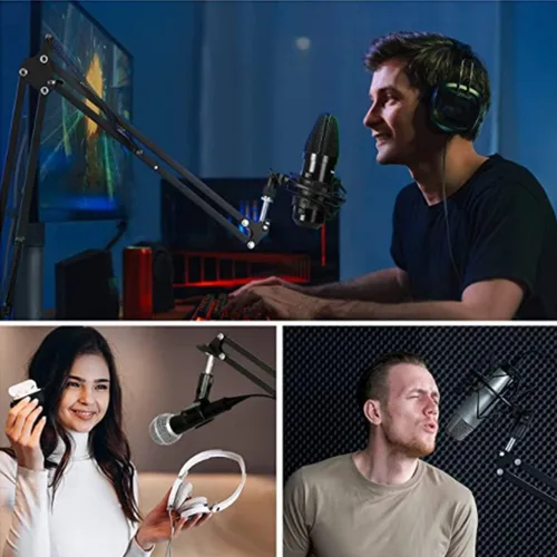 Miniatura 7 de Para Shure SM7B Boom Arm - Soporte de micrófono con 2 cubiertas de micrófono para reducir los ruidos del viento, gestión de cables y filtro pop