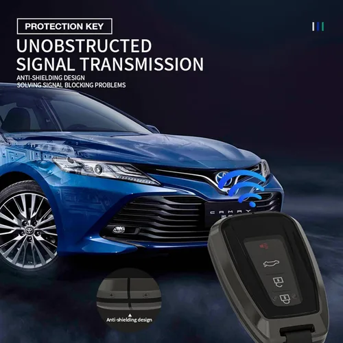 Miniatura 4 de Funda para llavero Toyota con llavero, carcasa de metal suave TPU de protección completa para Toyota 2016-2023 RAV4 Highlander Camry Corolla Avalon