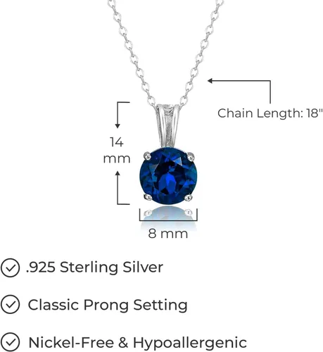 Miniatura 16 de Amazon Essentials Collar con colgante de piedra natal de corte redondo de plata de ley de 18 pulgadas (anteriormente colección Amazon)