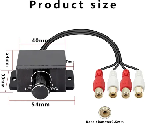 Miniatura 6 de XMSJSIY Controlador universal de nivel RCA amplificador de audio para automóvil, ajuste de audio RCA, perilla de control de volumen de graves
