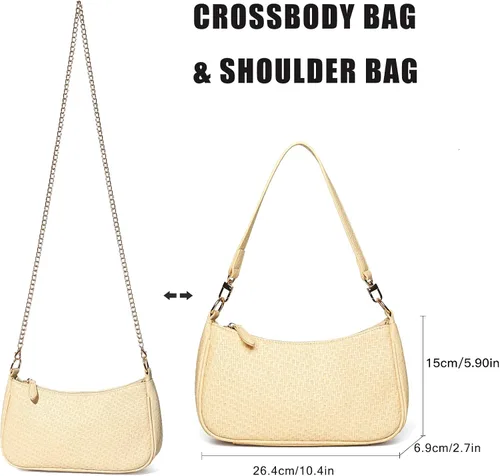 Miniatura 25 de VODIU Bolsos de mano con 2 correas extraíbles y cierre de cremallera, bolsos cruzados, bolso de hombro para mujer