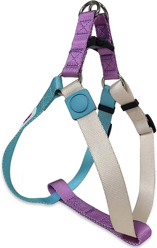 Miniatura 11 de XS - Arnés para perro, diseño ajustable a medida, tricolor, resistente, fácil de caminar, para perros pequeños, azul naranja