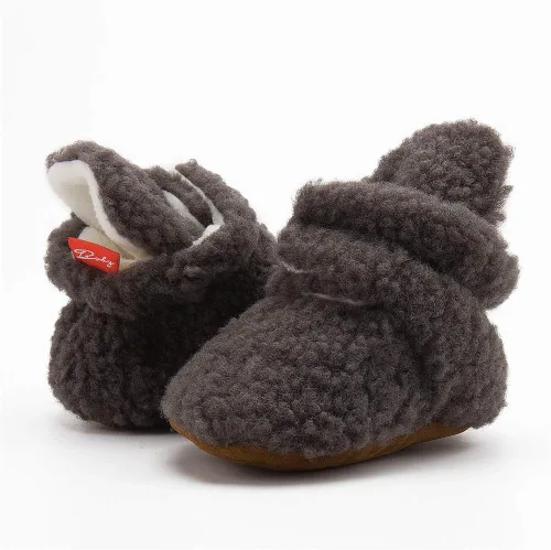 Miniatura 3 de Bellocasa Botines de forro polar para bebés, niños y niñas, pantuflas antideslizantes con agarre suave, zapatos de calcetín para recién nacidos