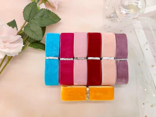 Miniatura 5 de Cinta de terciopelo de una sola cara de 36 yardas de 1 pulgada para envolver paquetes, hacer clips para el pelo, costura, diademas de bebé