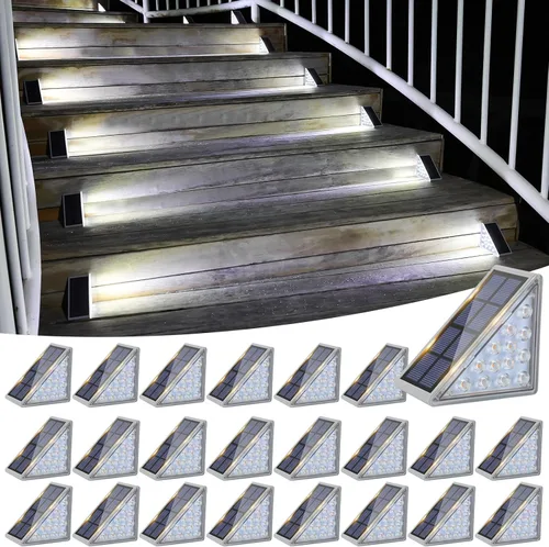 Miniatura 19 de VOLISUN Paquete de 8 luces solares para escaleras, 7 colores fijos, luces solares para escalones al aire libre, impermeables, IP67, luz LED