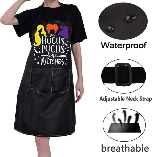 Miniatura 3 de CMNIM Sanderson Sister Aprons Hocus - Delantal inspirado en la película, regalos para los fanáticos de Winifred, Sarah y Mary Witch, delantal