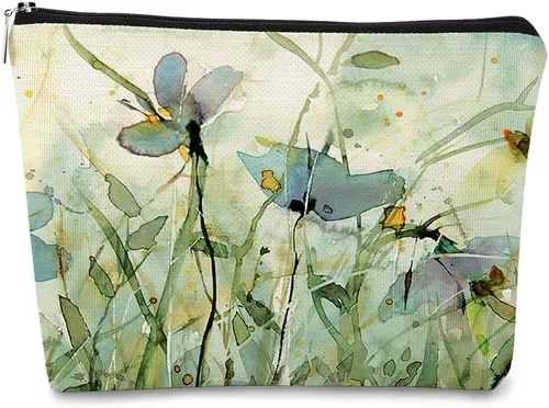 Bolsa de maquillaje floral, bolsa de cosméticos de flores, bolsa de maquillaje estética, bolsa de maquillaje pequeña, bolsa de maquillaje para
