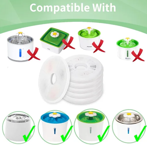 Miniatura 2 de Paquete de 6 filtros de repuesto para fuente de agua para gatos, para dispensador de agua de flores de 3 L, filtro automático para fuente