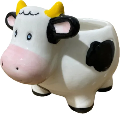 Miniatura 2 de Maceta de cerámica en forma de animal - Decoración única y encantadora para el hogar (vaca)