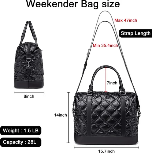 Miniatura 7 de LEDAOU Bolsa de viaje de fin de semana para mujer y mujer, bolsa de lona con funda de equipaje