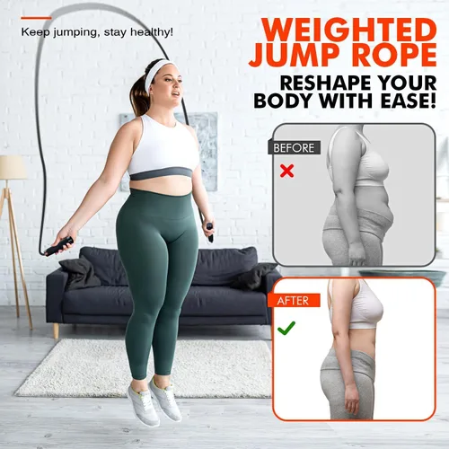Miniatura 3 de KUTIZE Cuerda de saltar, cuerda de saltar pesada para hombres y mujeres, cuerdas de saltar pesadas ajustables de 1 libra, adecuada para boxeo