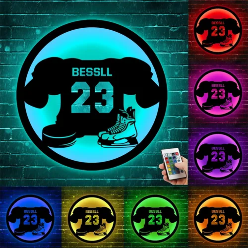 Miniatura 11 de Letrero de metal de béisbol personalizado con luz LED, nombre de camiseta de béisbol personalizable, número, decoración de pared, regalo para casco