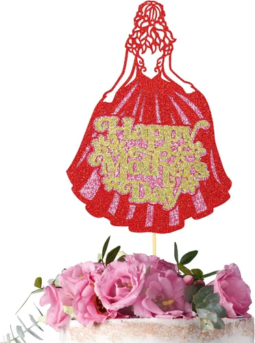 Miniatura 18 de Gyufise 1 paquete de decoración para pastel del día de la madre, la mejor mamá del mundo, con flores de mariposa, decoración de pastel de cumpleaños