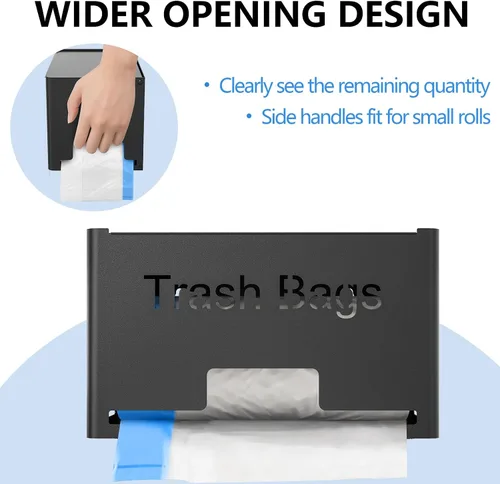 Miniatura 4 de STWWO Dispensador Grande para Bolsas de Basura, Dispensador de Bolsas de Basura de Metal con Soporte para Rollos, Organizador de Almacenamiento