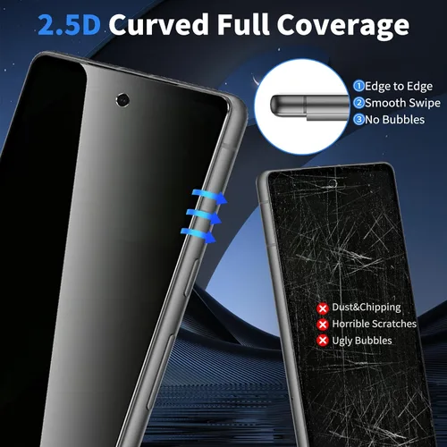 Miniatura 6 de Asstar [Paquete de 2] Protector de pantalla de privacidad para Google Pixel 8A de 6.1 pulgadas, protector de pantalla de vidrio templado de dureza