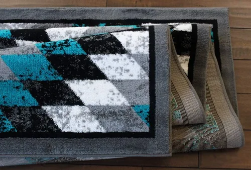 Miniatura 8 de Masada Rugs, Stephanie Collection - Alfombra de área del suroeste de nativos americanos, diseño envejecido 1106 turquesa, gris, blanco y negro