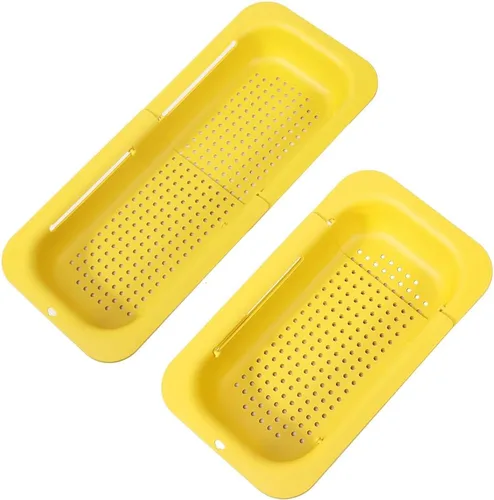 Miniatura 17 de Coladores y coladores plegables para fregadero y coladores de rejilla sobre el fregadero Colador plegable Colador extendible de plástico para frutas