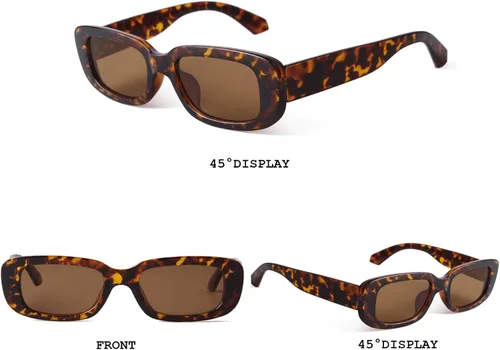 Miniatura 4 de BUTABY Gafas de sol rectangular para mujer retro, gafas de conducción, gafas de los años 90, vintage, marco estrecho cuadrado, protección UV400