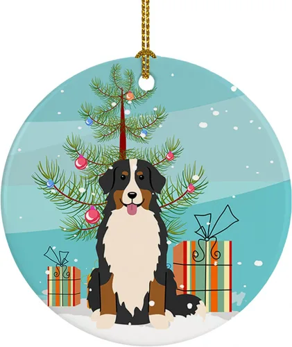 Miniatura 73 de Caroline's Treasures Adorno de cerámica para árbol de Navidad, Laika Spitz de Siberia Occidental, decoración colgante para árbol de Navidad