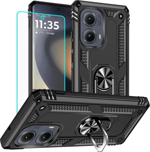 Miniatura 17 de Funda para Moto E Phone Case, Moto E con protector de pantalla HD, fundas protectoras de grado militar con anillo para Moto E 2020 (rojo)