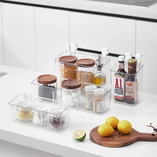 Miniatura 6 de Organizador de almacenamiento adhesivo para montar en la pared, paquete de 2 unidades para almacenamiento de juguetes de baño, cocina, baño y Clear