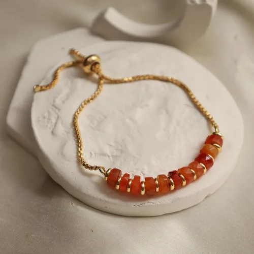 Miniatura 66 de Natural Heishi Beads With Spacers Slider Bracelet Gemstone Healing Jewelry With 14k Yellow Gold Plated 8- Inch Adjustable Length