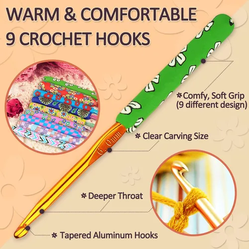 Miniatura 4 de Coopay Ganchos de ganchillo cálidos para abuela, agujas de ganchillo de agarre suave de aluminio para ganchillo, gancho de tejer para manualidades