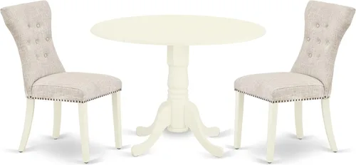Miniatura 17 de East West Furniture DLGA3-AWA-03 - Juego de mesa de comedor de 3 piezas que contiene una mesa de cocina redonda con gotas y 2 sillas Parson, 42 x 42