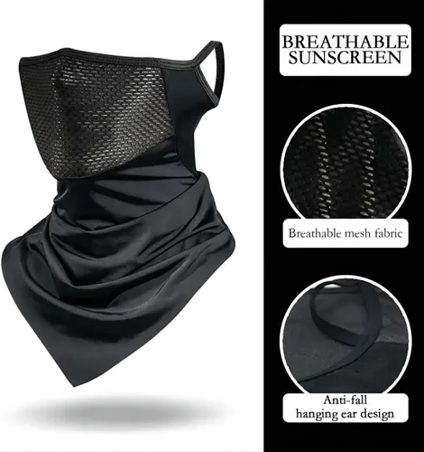 Miniatura 3 de Paquete de 3 mascarillas triangulares para colgar, protección solar de verano, máscara de seda de hielo, polaina para el cuello, bandana