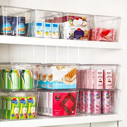 Miniatura 4 de Vtopmart 10 unidades de contenedores de almacenamiento apilables transparentes con tapas, contenedores de plástico grandes con asas para organizador