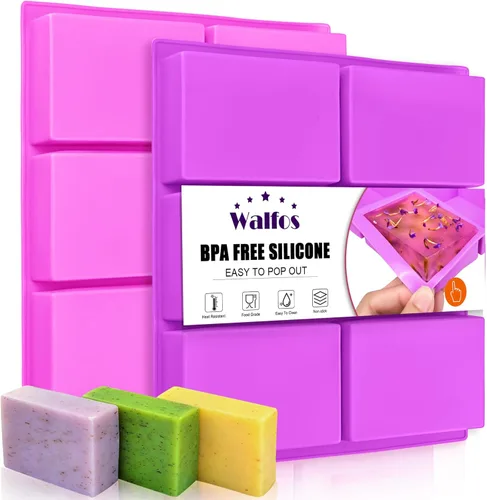 Miniatura 10 de Walfos Paquete de 3 Moldes de Jabón Pequeños, 15 Cavidades Moldes Redondos Mini de Silicona, Moldes de Jabón de Silicona Cilíndricos de 1.5 pulgadas