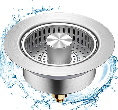 Colador de drenaje de fregadero de cocina 3 en 1, tapón universal de acero inoxidable para fregadero de cocina, antiobstrucción para colador de 1