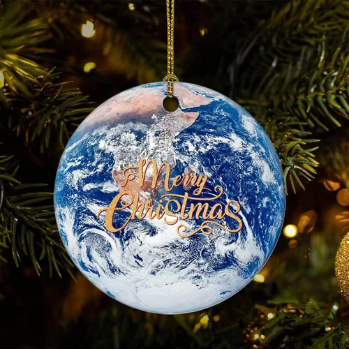 Cheyan Adorno de Navidad de Universo y Planetas, adorno de árbol de Navidad para decoración del hogar de Navidad, adorno de porcelana de estrella,
