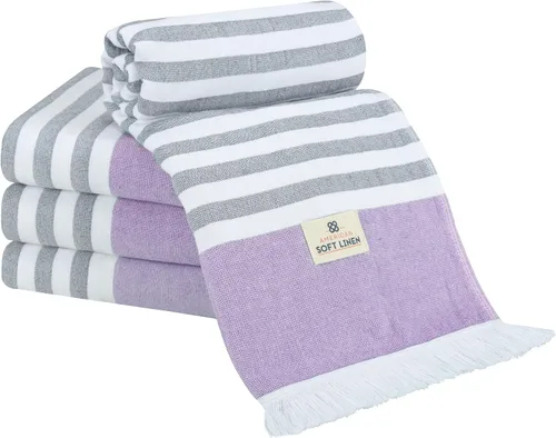 Miniatura 22 de American Soft Linen Peshtemal - Toallas de playa 100 % algodón, ligeras, sin arena, de secado rápido, para piscina de playa, 35 x 60 pulgadas, azul