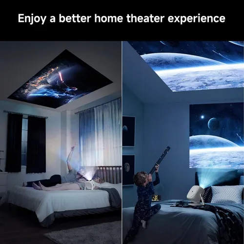 Miniatura 7 de [Soporte ajustable de 360°] Mini proyector con WiFi y Bluetooth: enfoque eléctrico y Keystone automático compatible con 1080p, 15000L, proyector