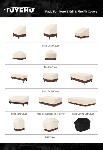 Miniatura 9 de Tuyeho Funda redonda para muebles de patio, tela Oxford duradera para mesa redonda al aire libre, impermeable, resistente a los rayos UV y a