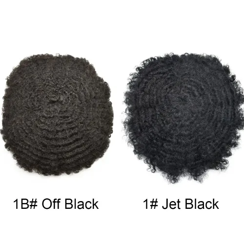 Miniatura 7 de Pelucas afro rizadas para hombre, con encaje francés, de 10 x 8 pulgadas, completamente transparente, de repuesto, sistema de cabello humano rizado
