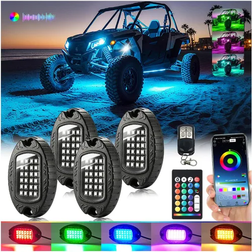 Miniatura 16 de 1 Cápsula de Repuesto para Cápsula Dañada para Luces de Roca LED RGB Segmentadas de 12v Luz Inferior Multicolor Impermeable de Neón para Jeep