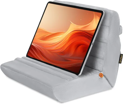 MOSISO Soporte de almohada para tableta, soporte suave para tablet de regazo, base suave para tablet con bolsillos y ranura para lápiz capacitivo y