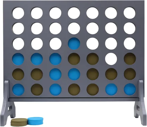 Miniatura 86 de Juego gigante 4 en una fila para familia y adultos – Tailgating Pros Jumbo de madera gris cuatro en una fila juego de patio para interiores
