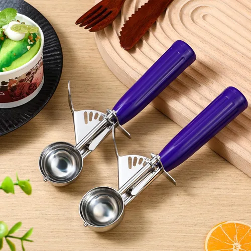 Miniatura 6 de Reallnaive 2 Cucharas para Galletas con Liberación, Cuchara para Helado con Liberación por Gatillo, Cuchara de Porción de Acero Inoxidable