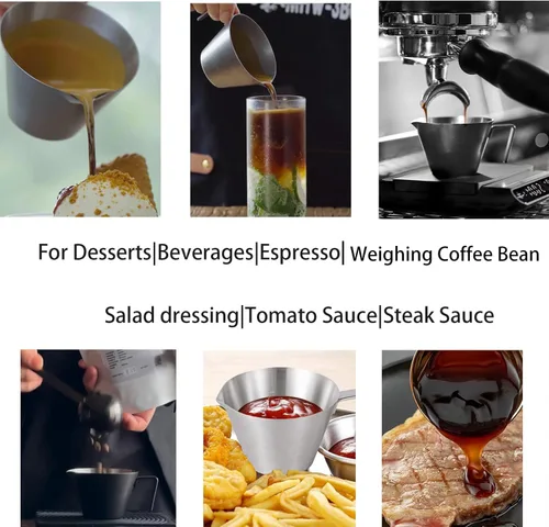 Miniatura 5 de MHW-3BOMBER Taza medidora de café expreso de 2 onzas, tazas de acero inoxidable con asa para salsa de tomate, salsa de bistec, postres, bebidas
