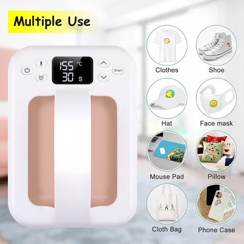 Miniatura 6 de Prensa de Calor Pequeña Máquina de Prensa de Calor para Transferencia de Calor, 7 × 5 pulgadas Portátil Easy Press Mini Prensa de Calor para Regalo