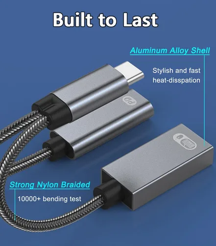 Miniatura 6 de AKWOR Adaptador USB C a USB OTG, divisor USB C 2 en 1 con puerto de carga PD de 60 W y puerto USB 3.0 hembra compatible con iPhone 15 Pro, MacBook