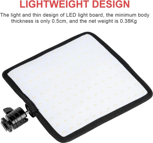 Miniatura 5 de Fomito Panel de luz LED flexible plegable, iluminación suave regulable en la cámara, CRI95 de 5600 K, a prueba de salpicaduras para fotografía